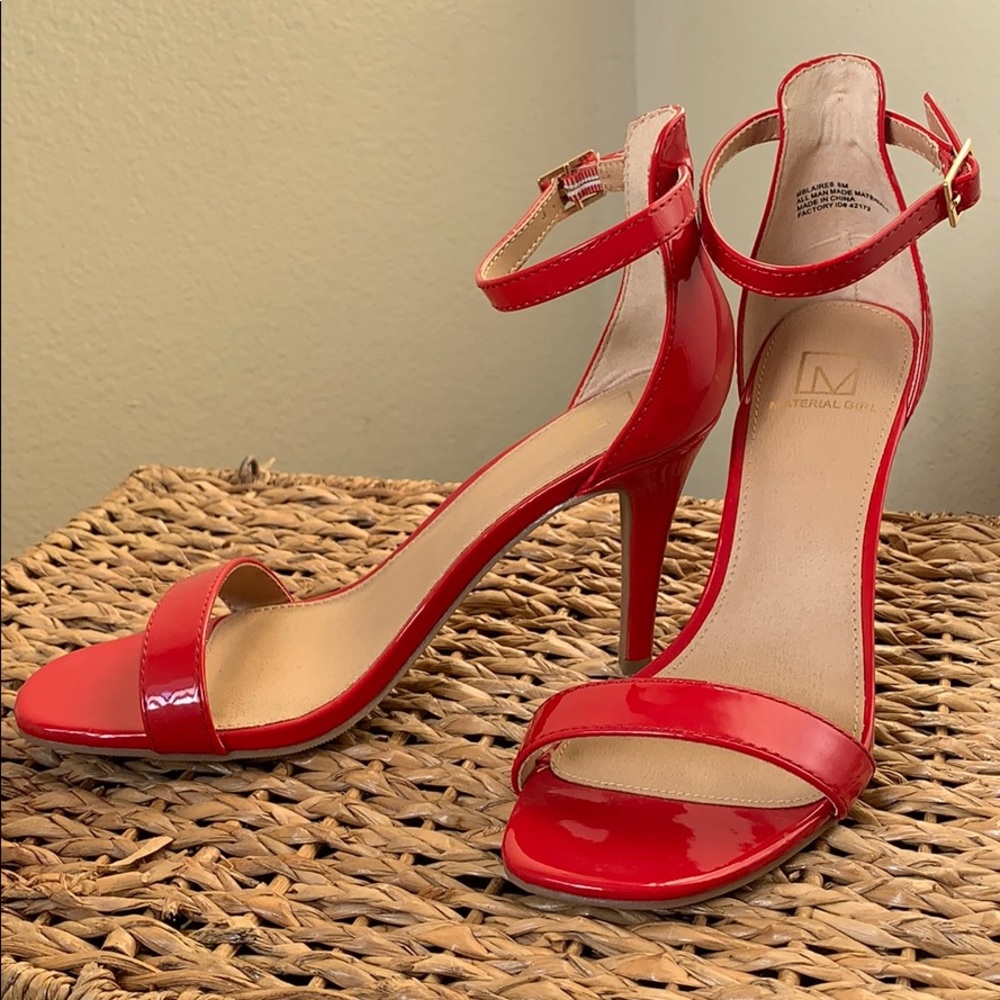 MATERIAL GIRL RED STRAP HEELS